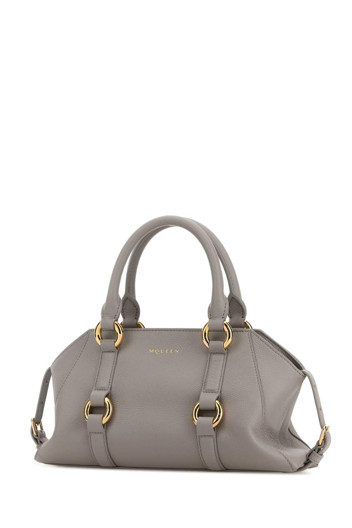 Alexander Mcqueen Women Grey Leather Small Farringdon Handbag ALEXANDER MCQUEEN