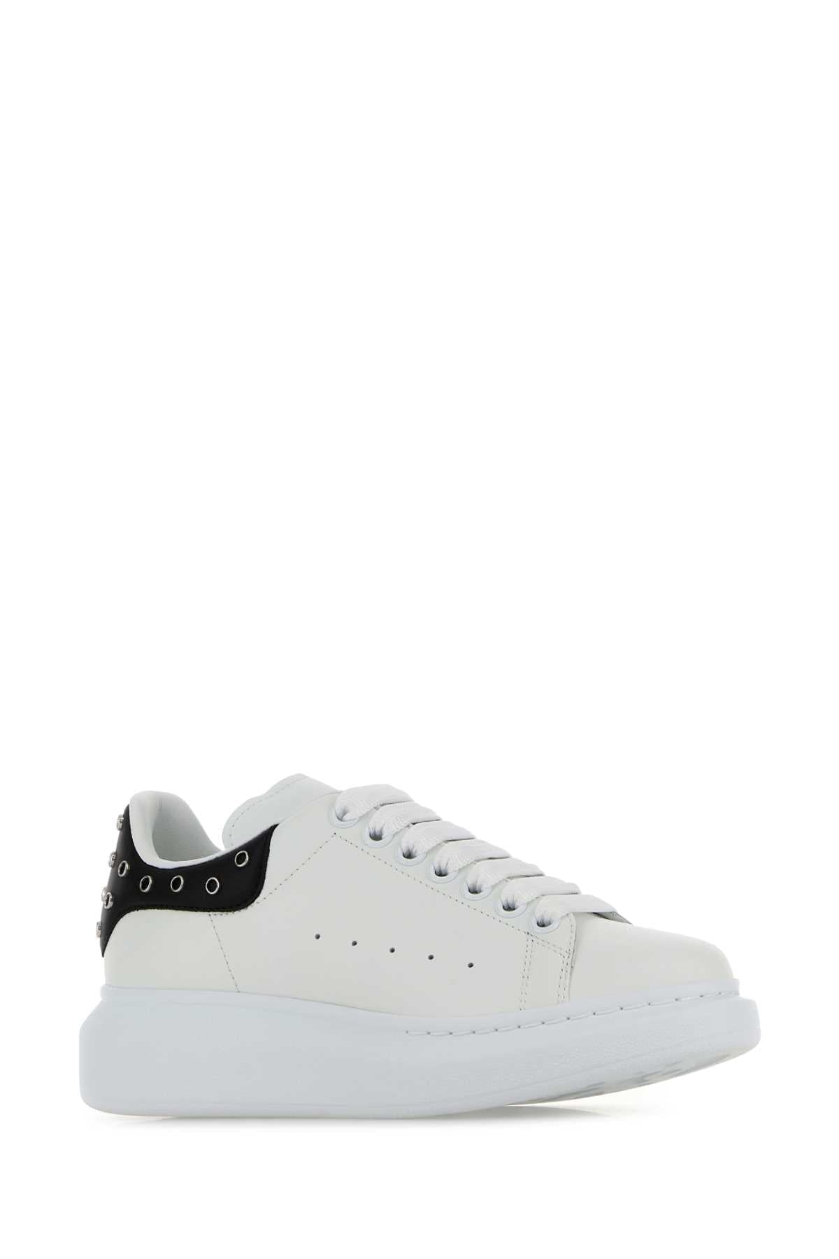 Alexander Mcqueen Women White Leather Sneakers With Black Leather Heel ALEXANDER MCQUEEN