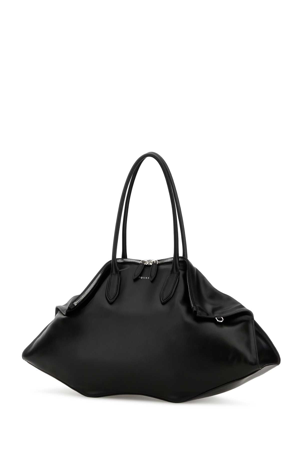Alexander Mcqueen Women Black Leather Maxi Manta Shoulder Bag ALEXANDER MCQUEEN