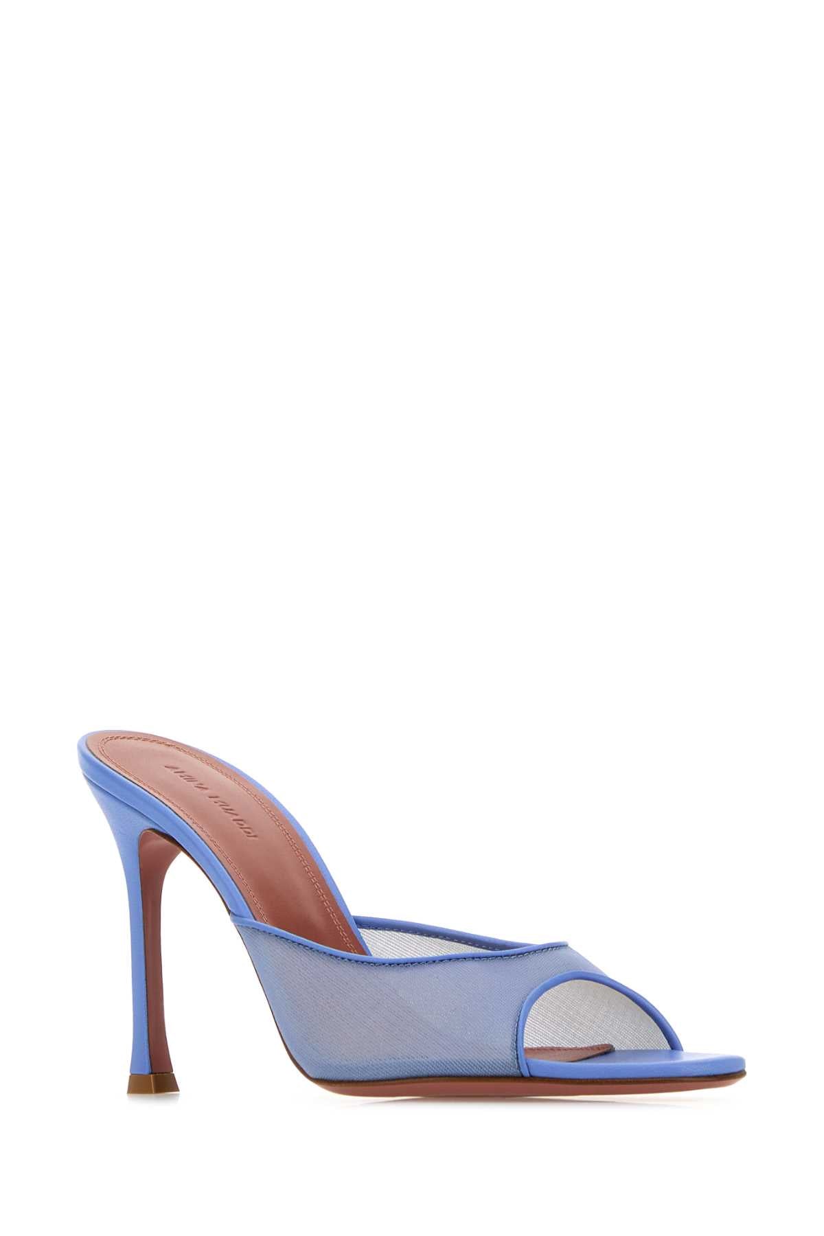 Amina Muaddi Women Cerulean Blue Mesh Alexa Mules