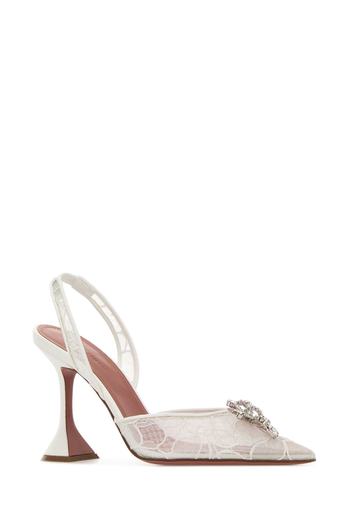 Amina Muaddi Women White Lace Rosie Pumps AMINA MUADDI