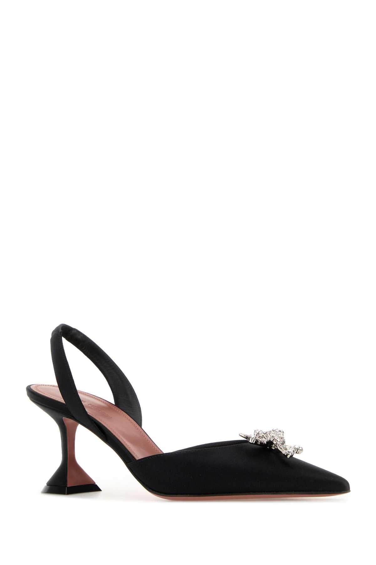 Amina Muaddi Women Black Satin Rosie Pumps AMINA MUADDI