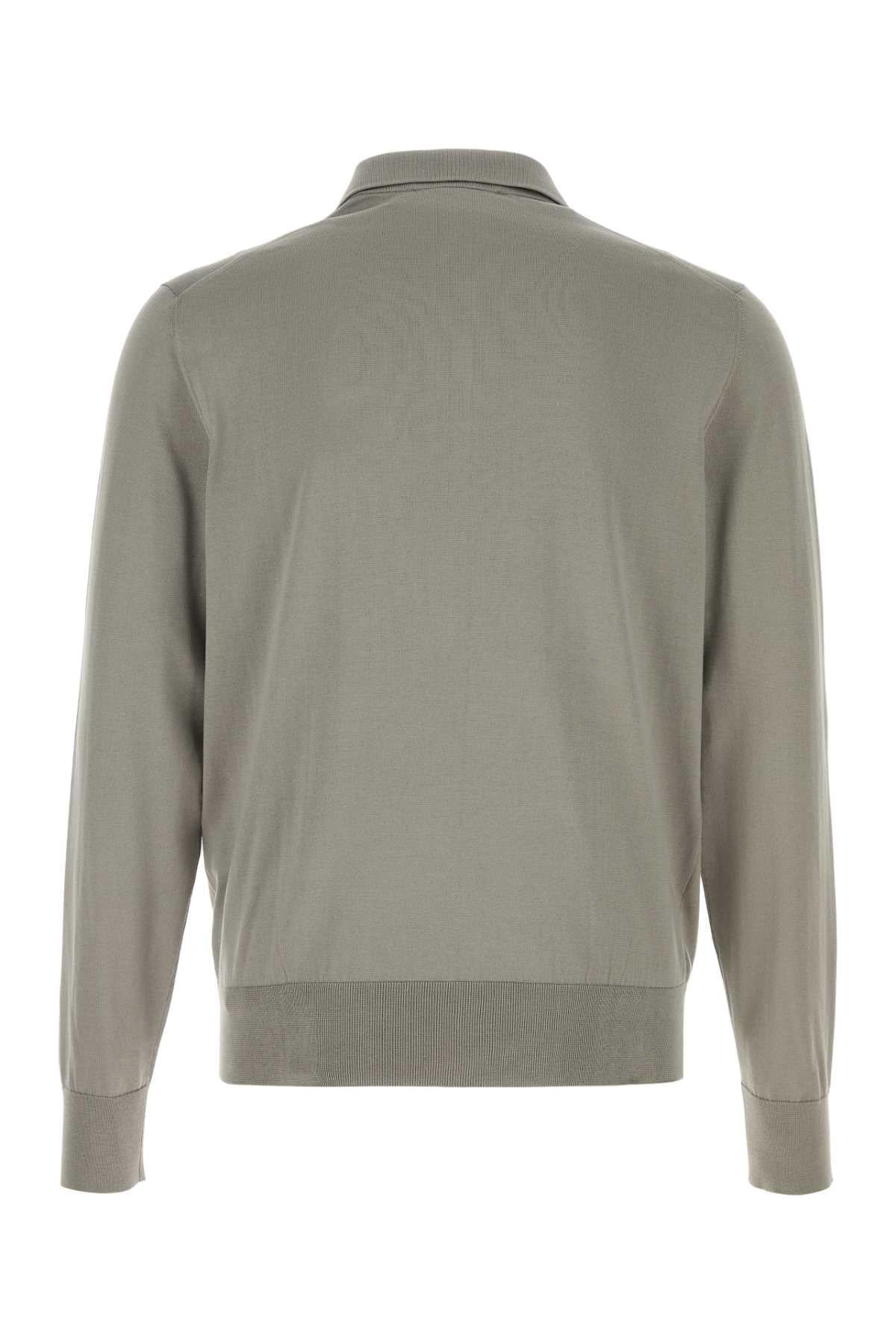 Dolce & Gabbana Men Grey Silk Polo Shirt DOLCE & GABBANA