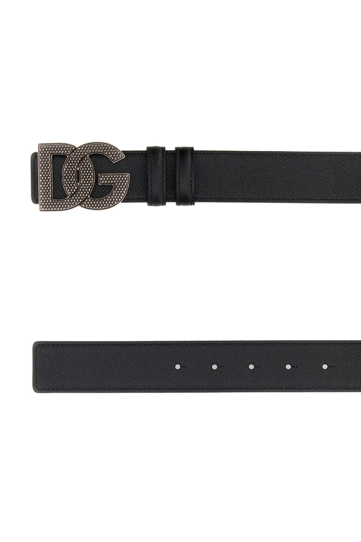 Dolce & Gabbana Men Black Leather Reversible Belt DOLCE & GABBANA