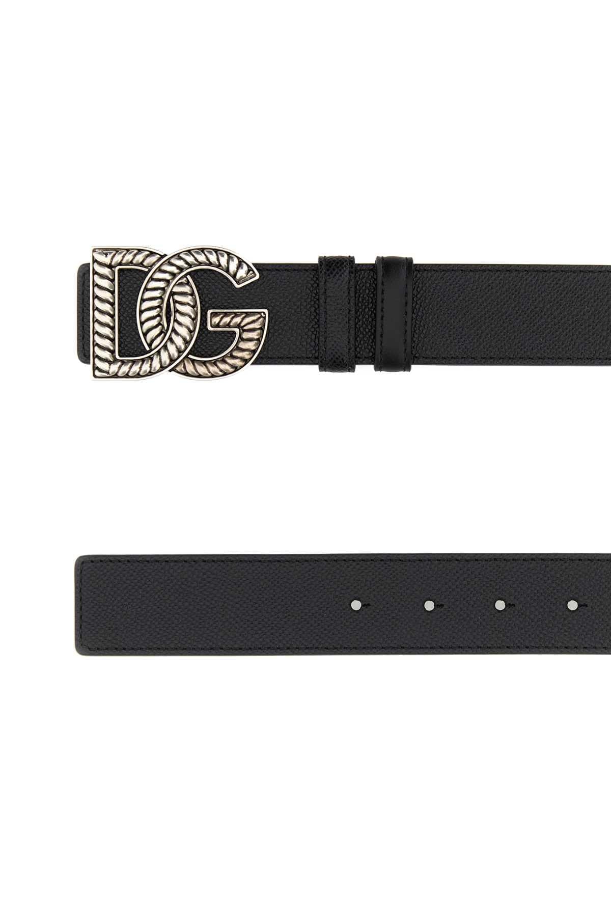 Dolce & Gabbana Men Black Leather Reversible Belt DOLCE & GABBANA