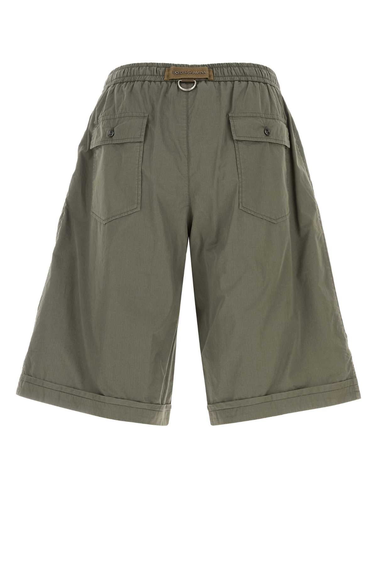 Dolce & Gabbana Men Olive Green Poplin Bermuda Shorts DOLCE & GABBANA