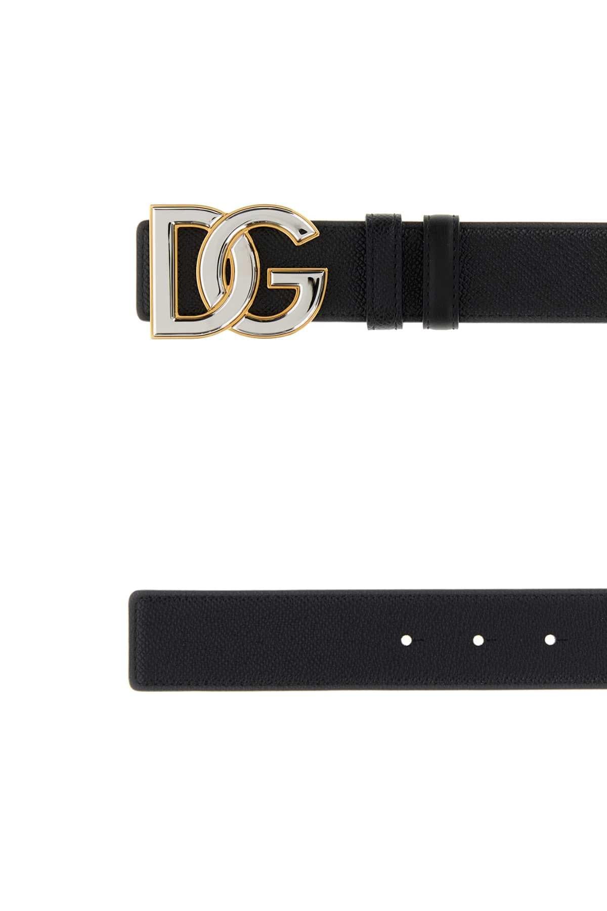 Dolce & Gabbana Men Black Leather Reversible Belt DOLCE & GABBANA