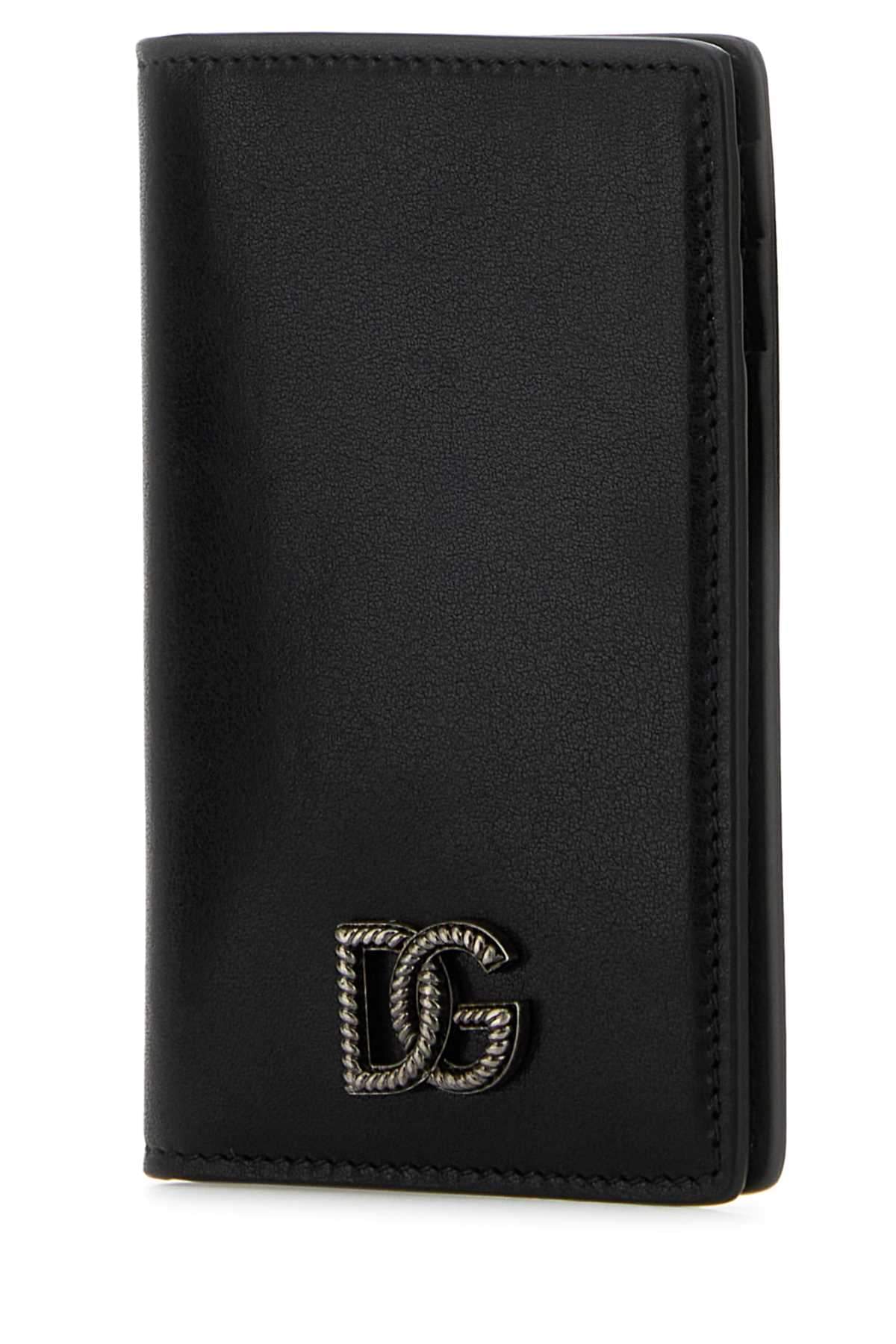 Dolce & Gabbana Men Black Leather Card Holder DOLCE & GABBANA