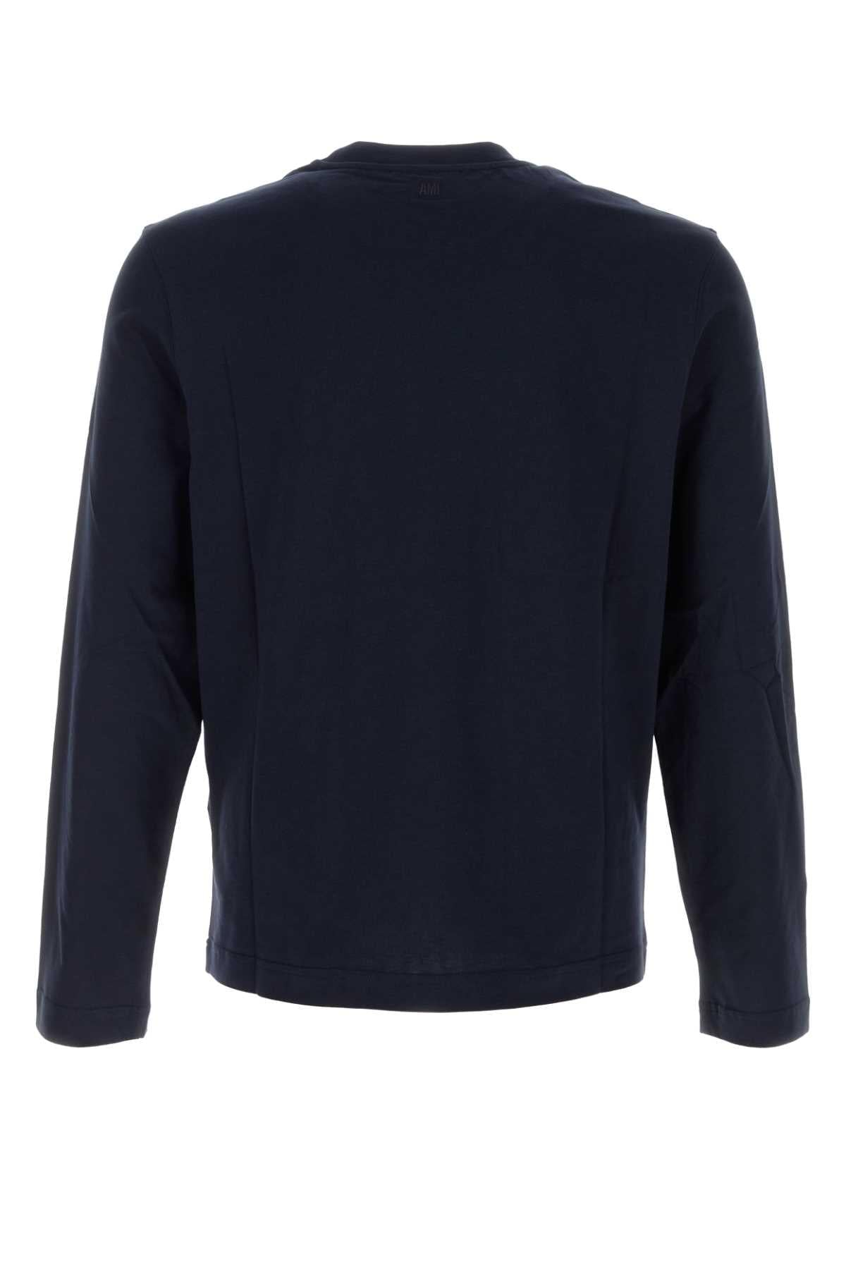 Ami Unisex Navy Blue Cotton T-Shirt AMI PARIS