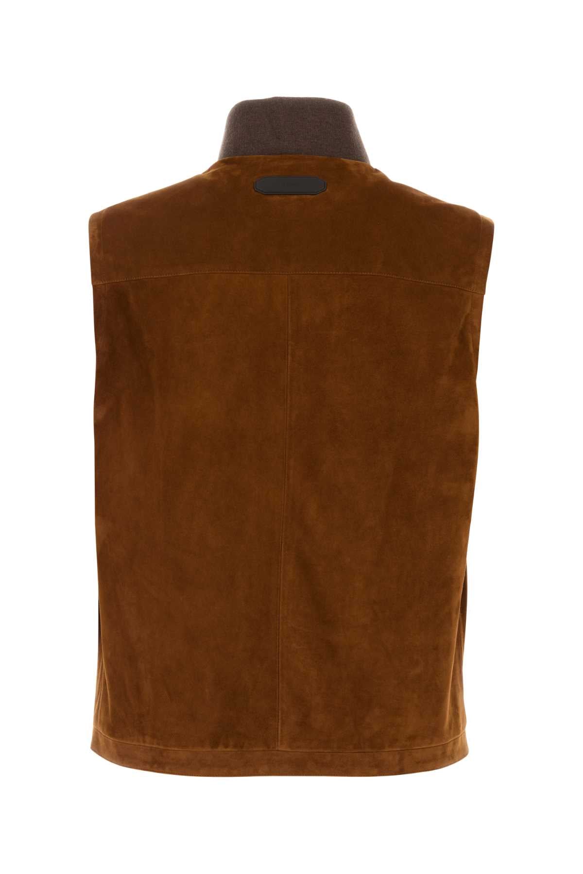 Brioni Men Brown Suede Jacket BRIONI