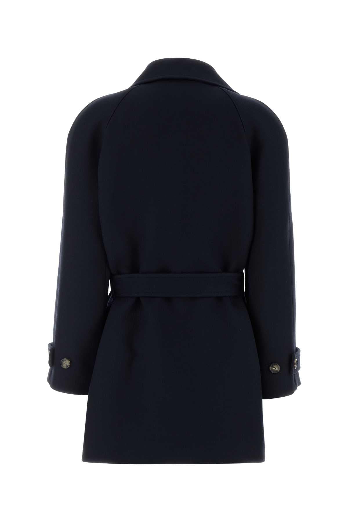 Loewe Women Navy Blue Wool Blend Coat LOEWE