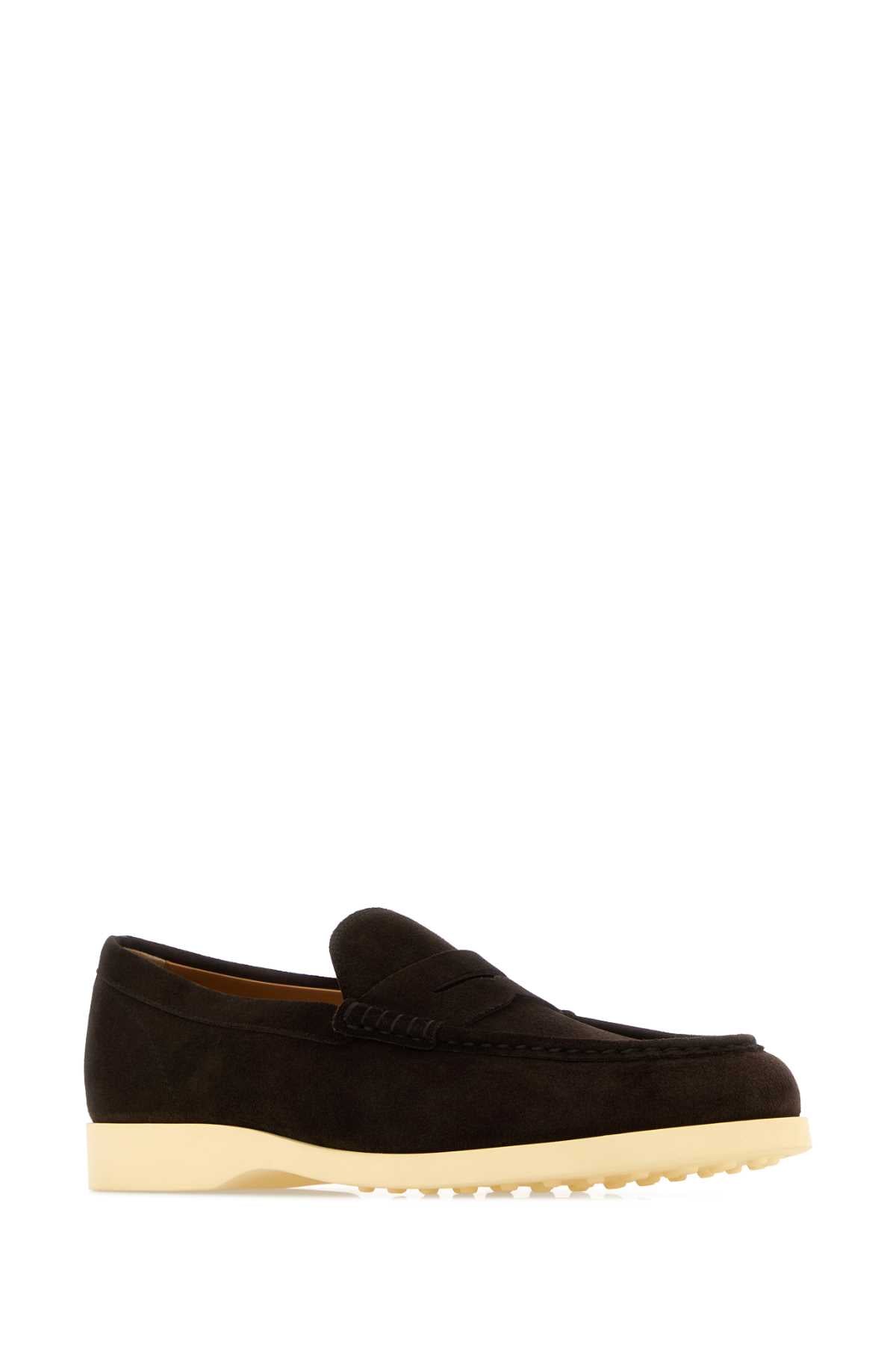 Tod's Men Dark Brown Suede Loafers TOD'S