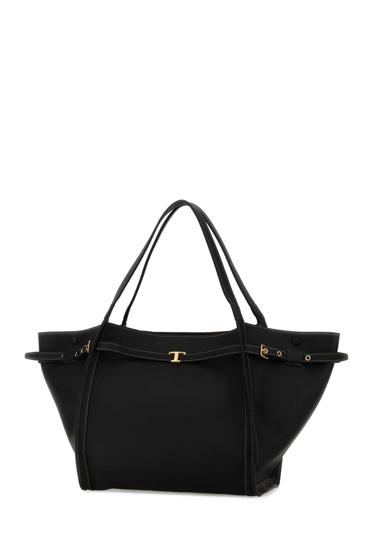 Tod's Women Black Leather Tim Shopping Bag TOD'S