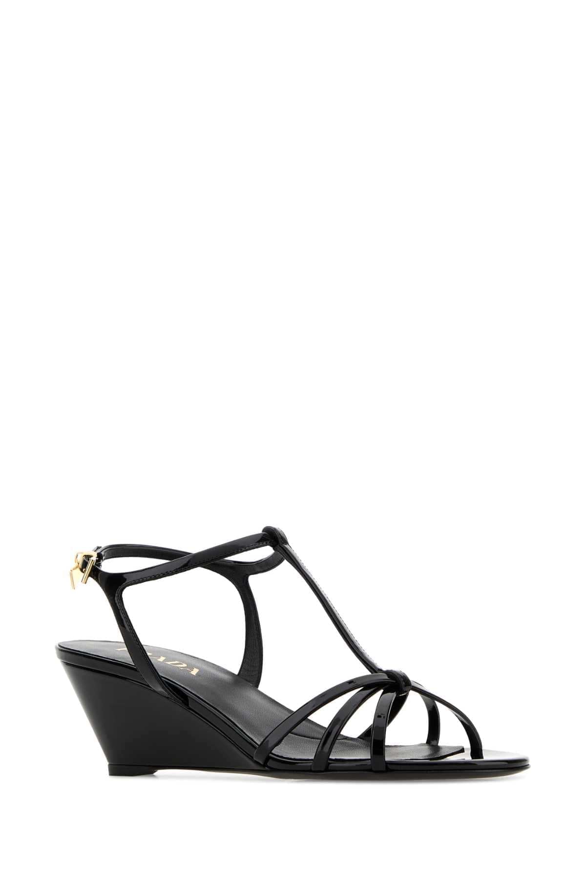 Prada Women Black Leather Sandals PRADA