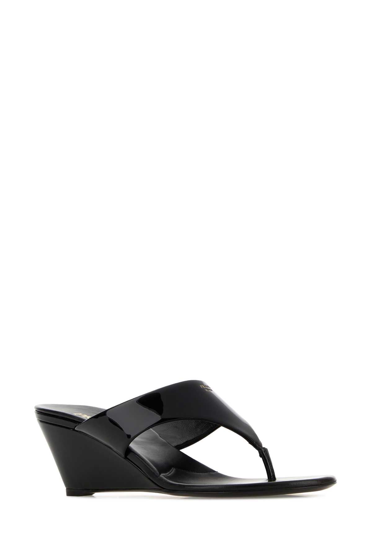 Prada Women Black Leather Thong Mules PRADA