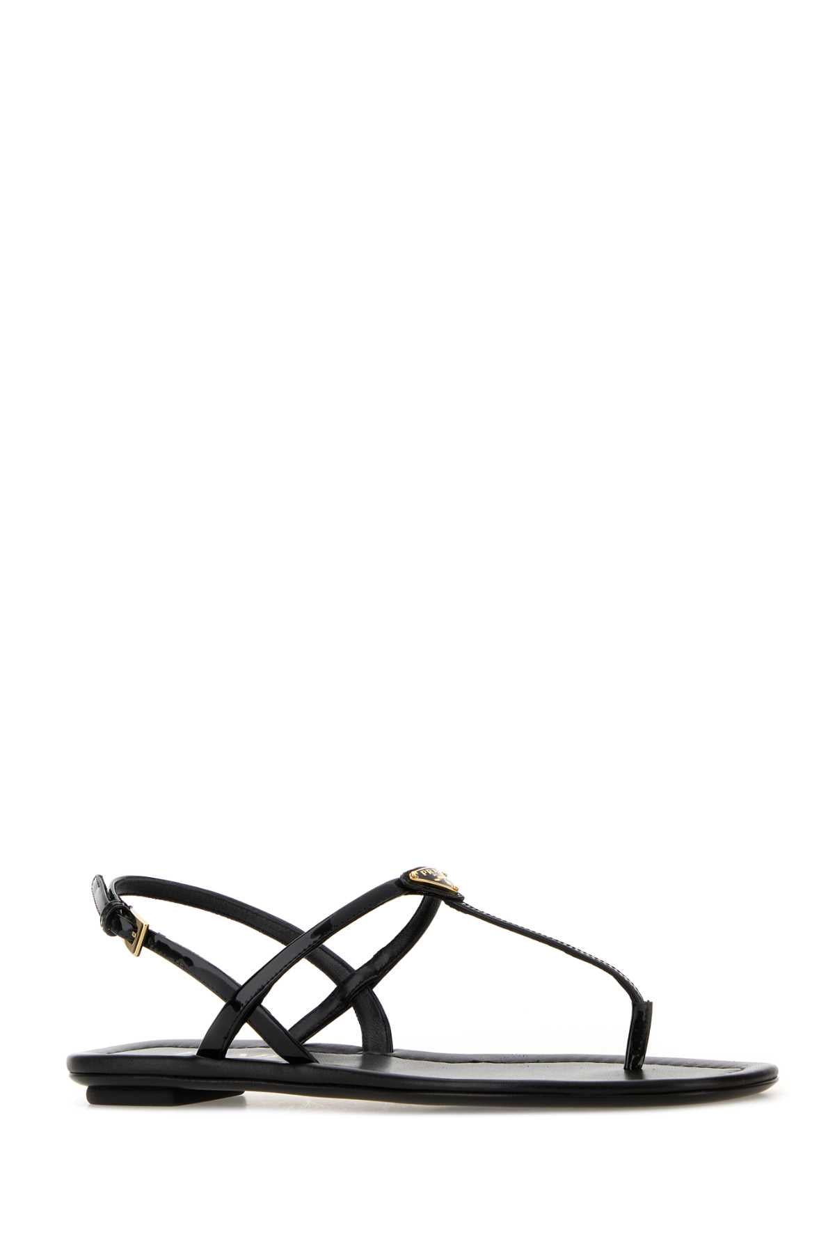 Prada Women Black Leather Thong Sandals PRADA