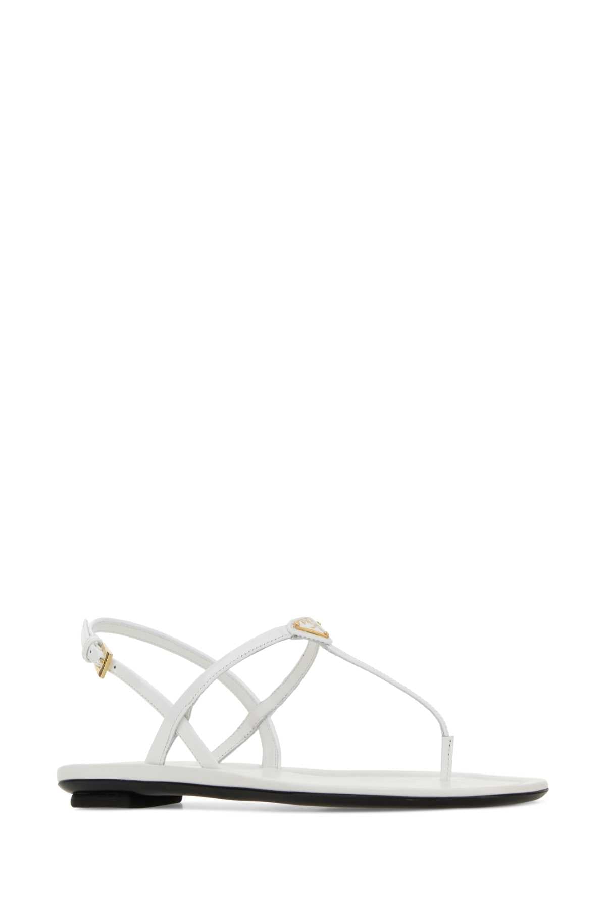 Prada Women White Leather Thong Sandals PRADA