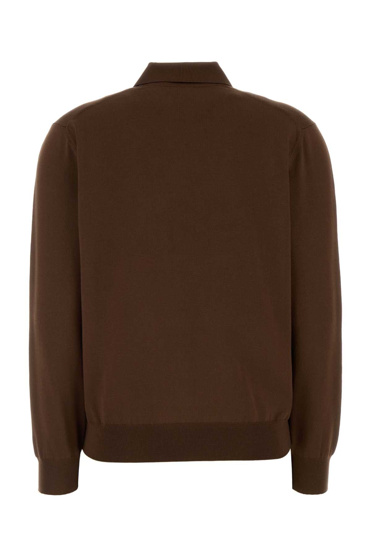 Prada Women Brown Silk Blend Polo Shirt PRADA