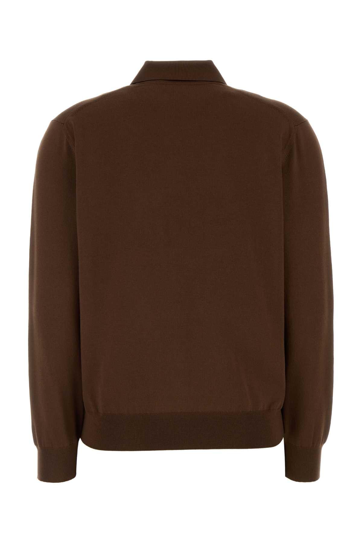 Prada Women Brown Silk Blend Polo Shirt PRADA