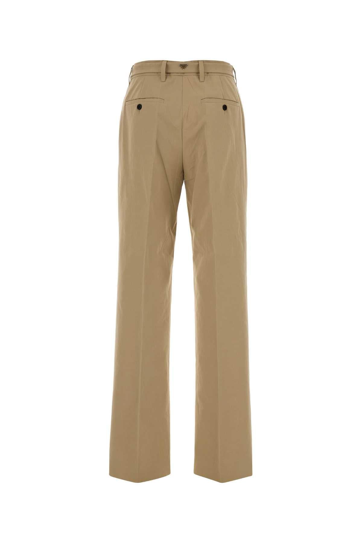 Prada Women Beige Cotton Pant PRADA