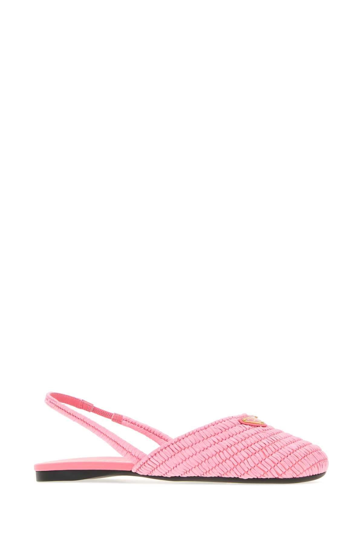 Prada Women Pink Raffia Ballerinas PRADA