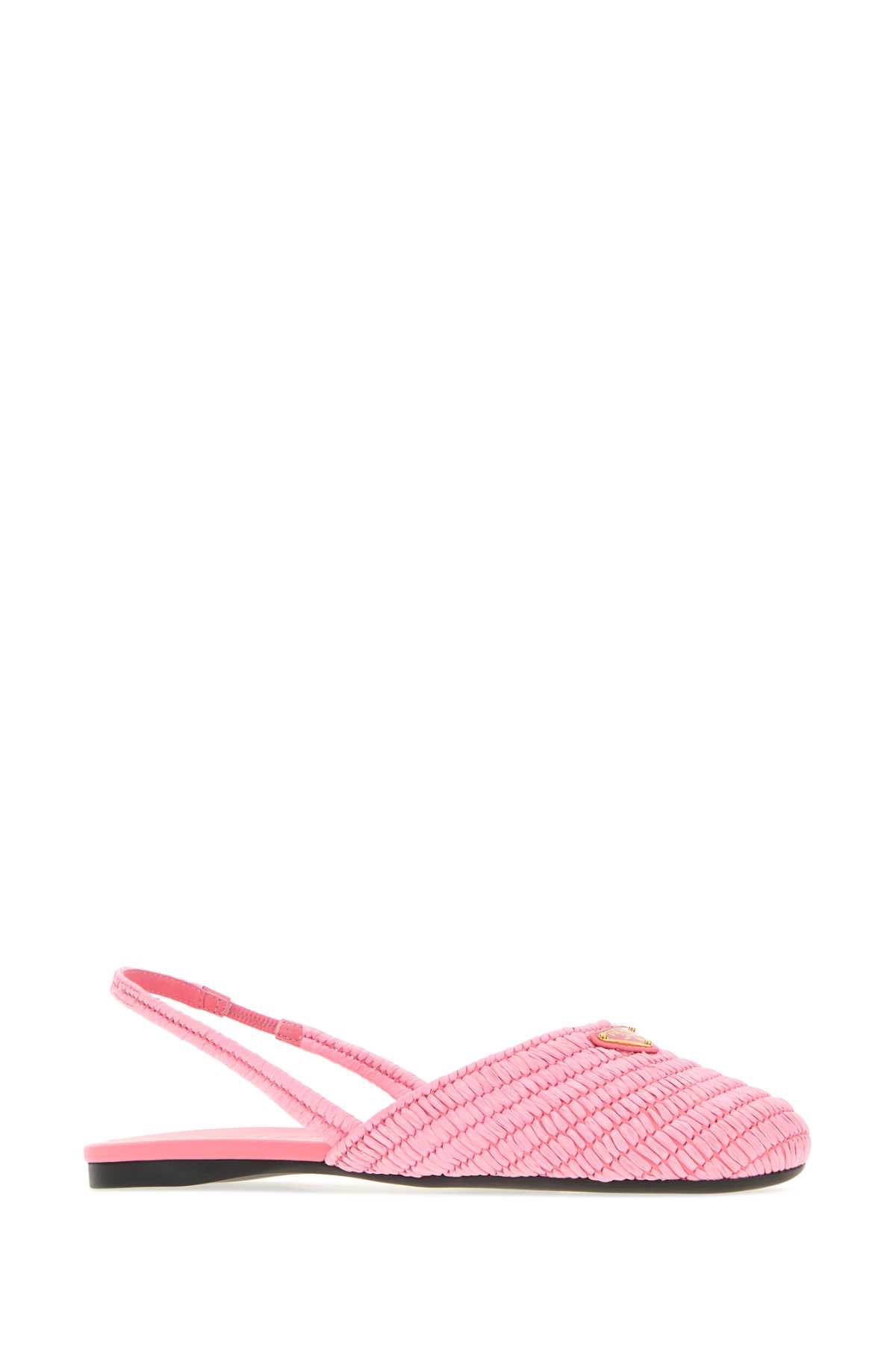Prada Women Pink Raffia Ballerinas PRADA