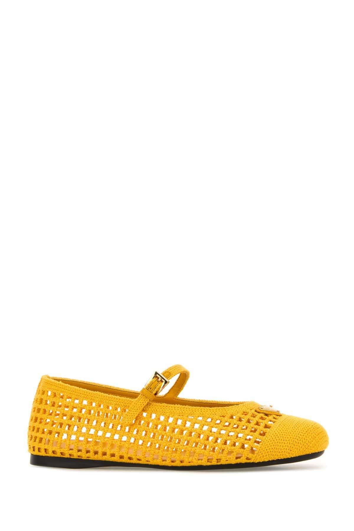 Prada Women Yellow Crochet Ballerinas PRADA