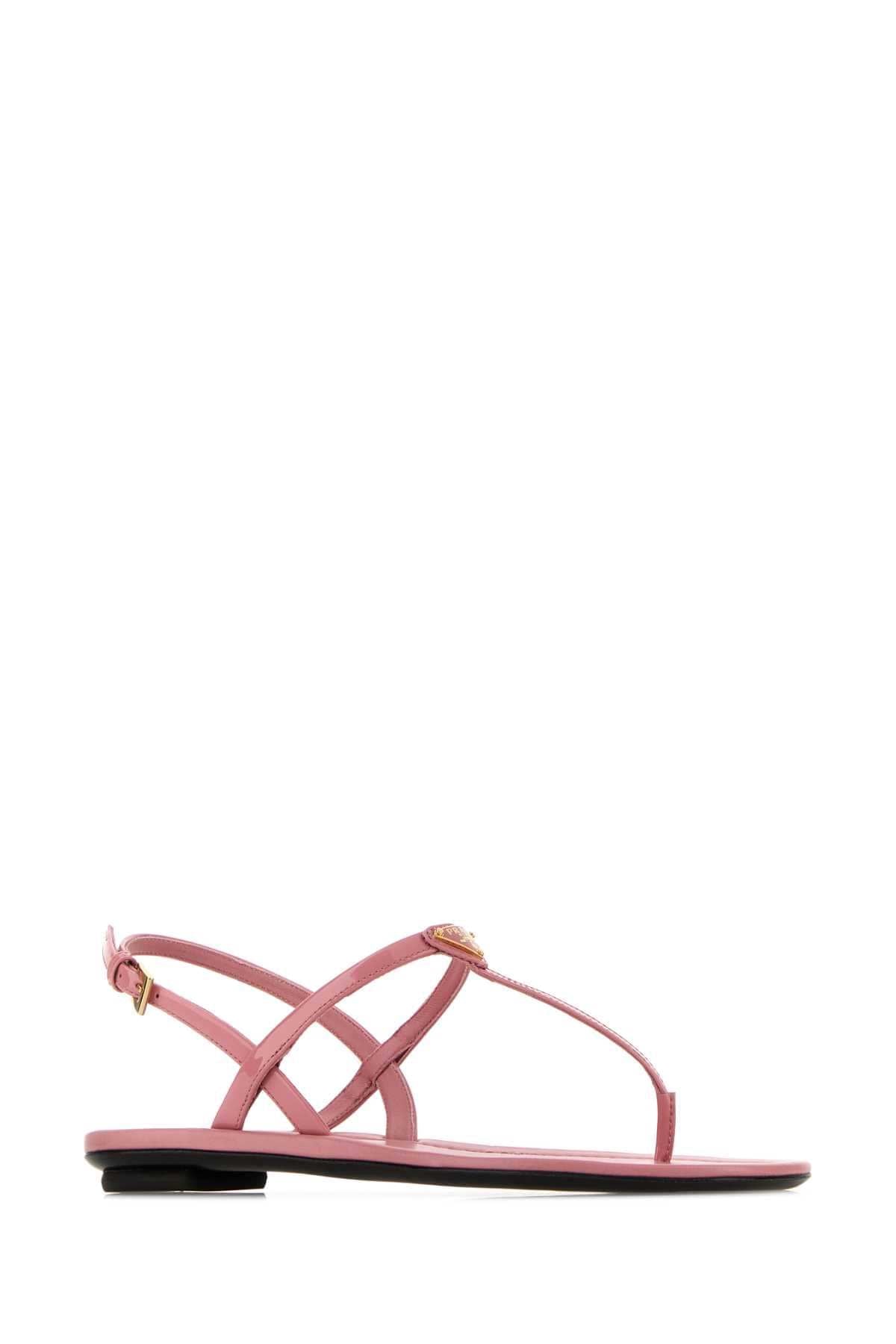 Prada Women Pink Leather Thong Sandals PRADA