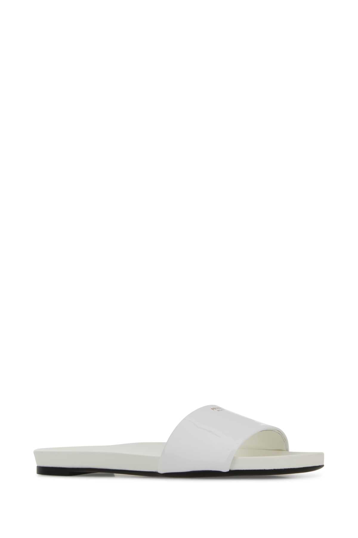 Prada Women White Leather Slippers PRADA