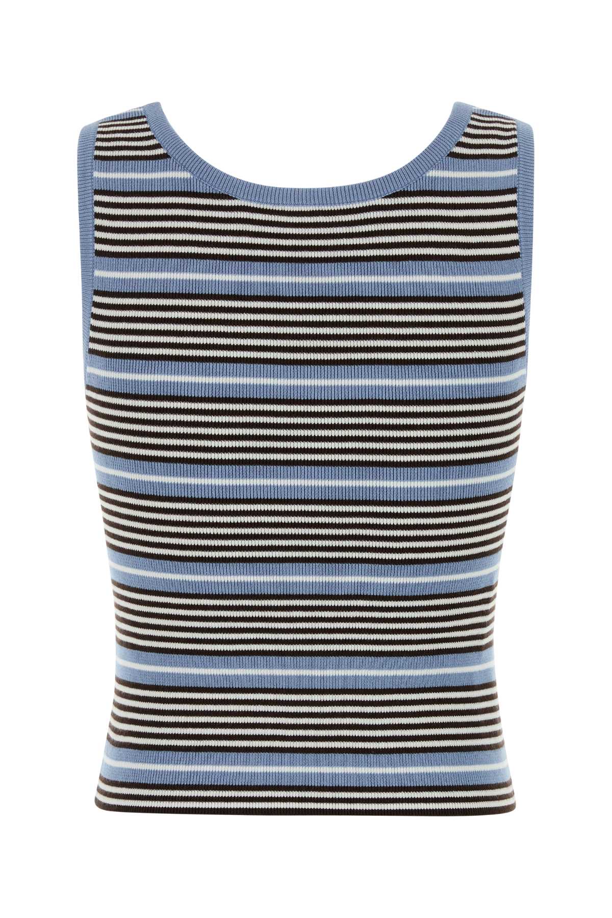Prada Women Embroidered Cotton Blend Tank Top PRADA