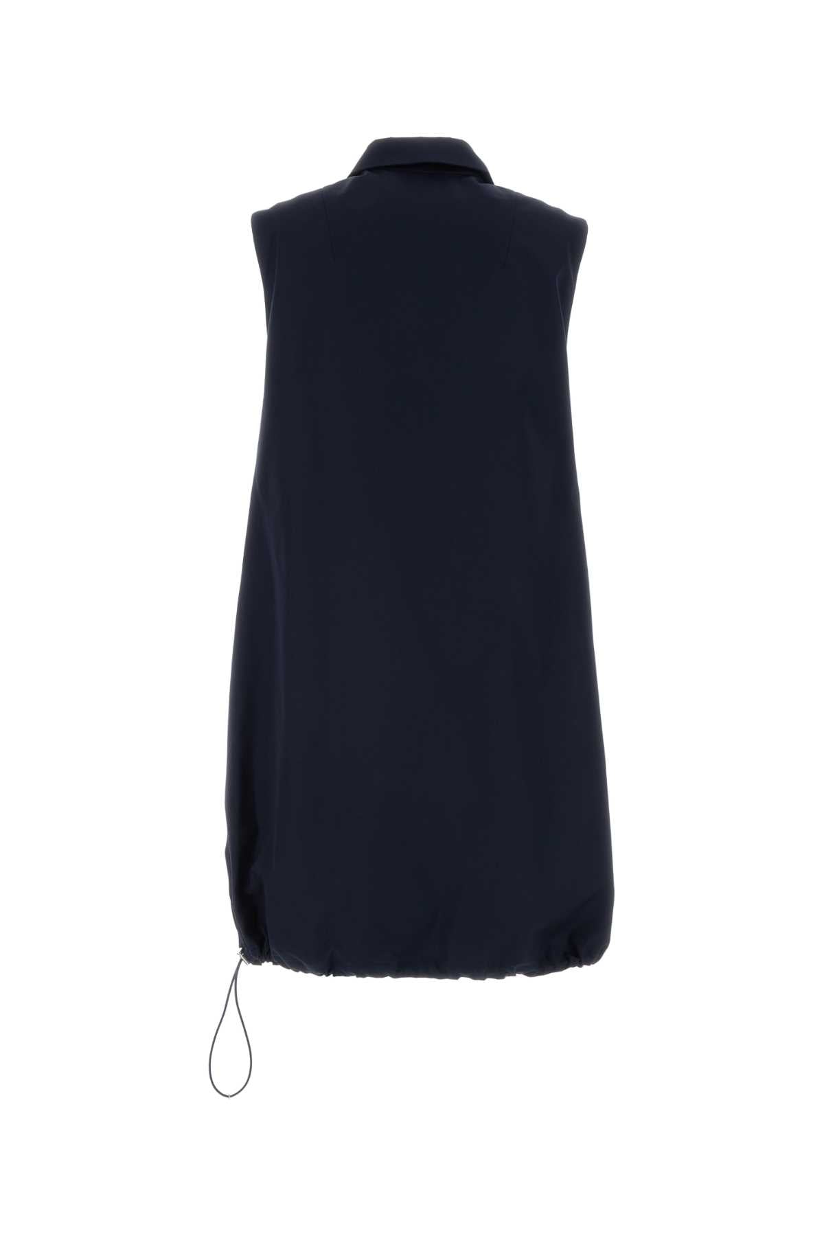 Prada Women Navy Blue Poplin Mini Dress PRADA