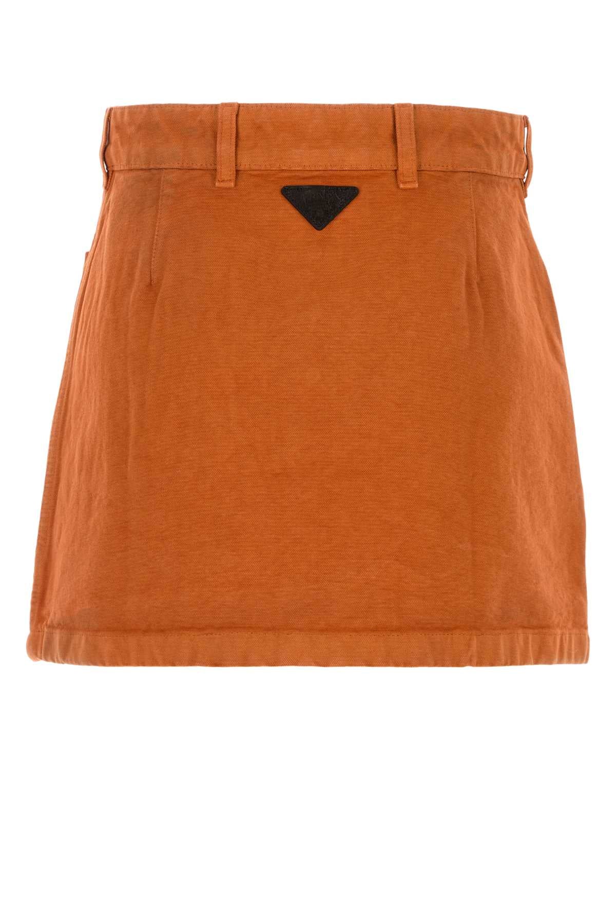 Prada Women Orange Denim Mini Skirt PRADA