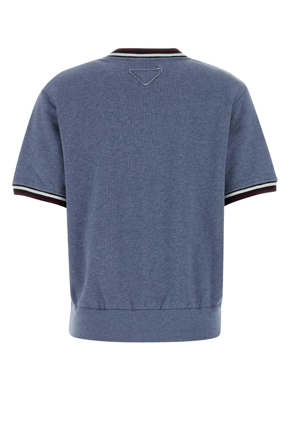 Prada Women Cerulean Blue Cotton T-Shirt PRADA