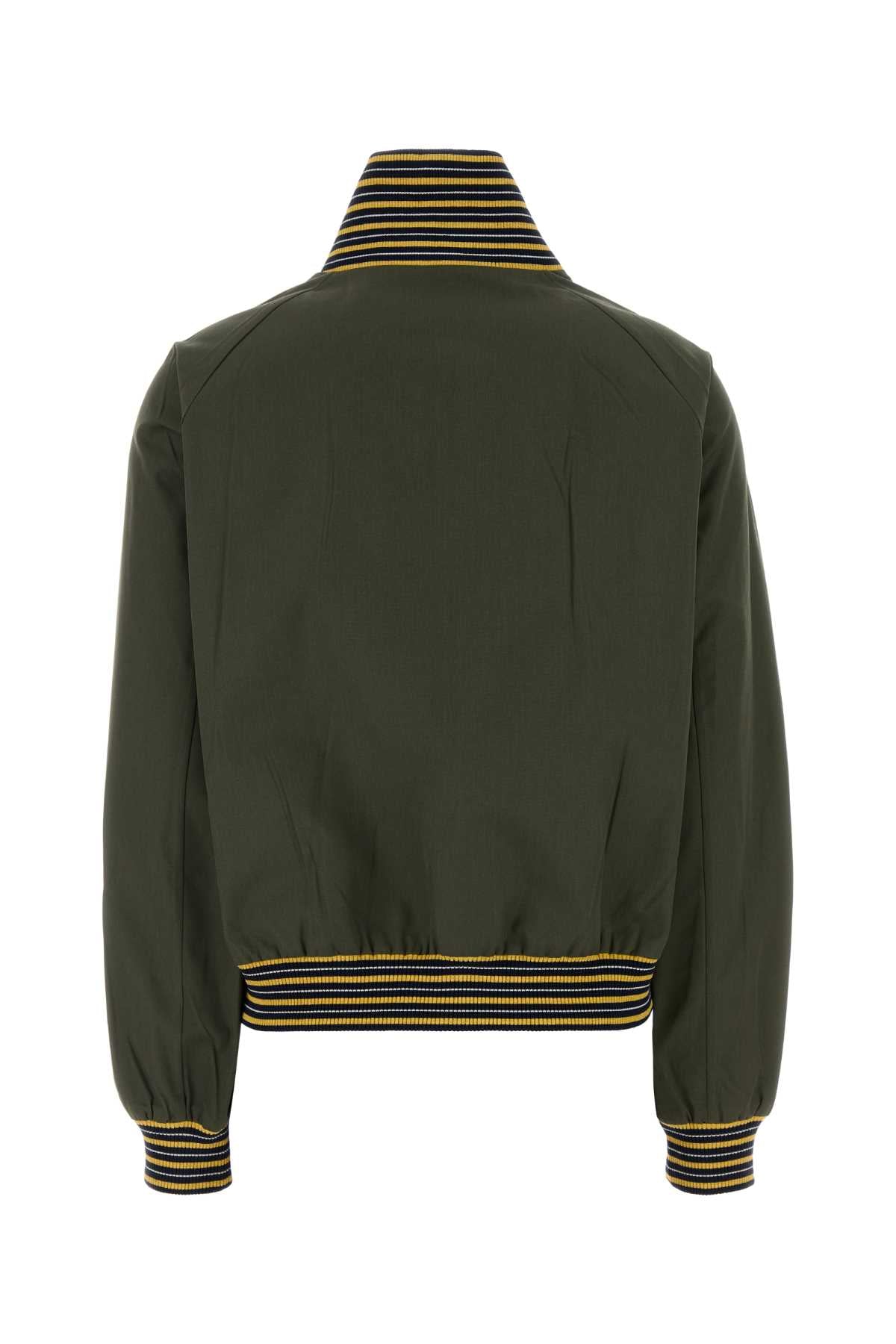 Prada Women Army Green Poplin Bomber Jacket PRADA