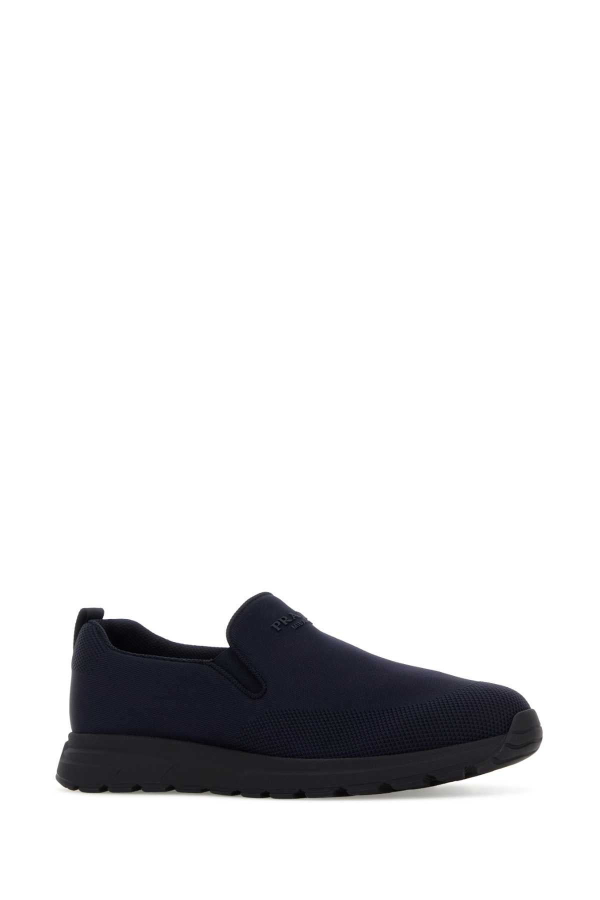 Prada Men Dark Blue Jersey Slip Ons PRADA