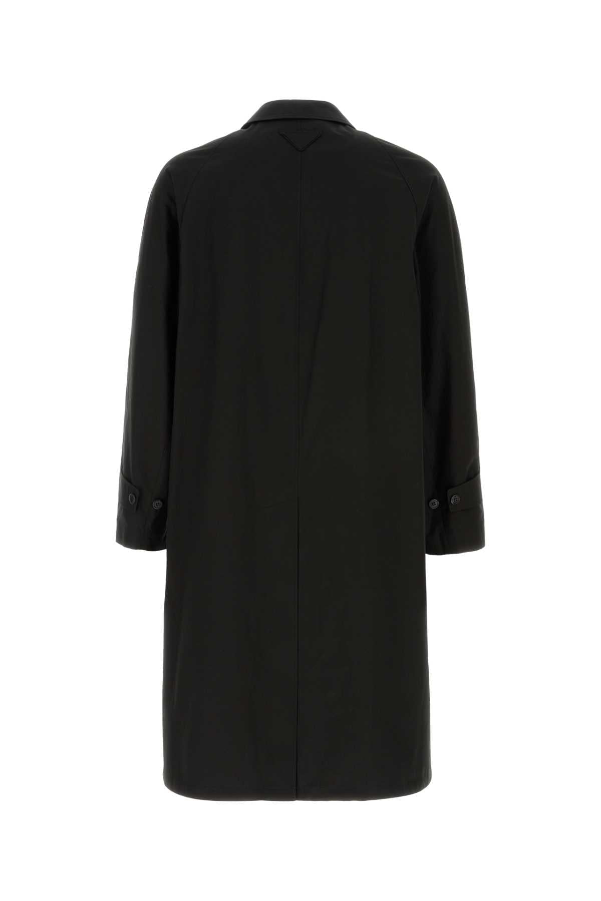 Prada Men Black Cotton Overcoat PRADA