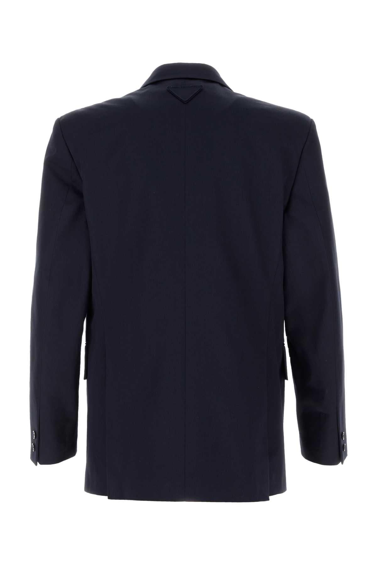 Prada Men Navy Blue Cotton Blazer PRADA