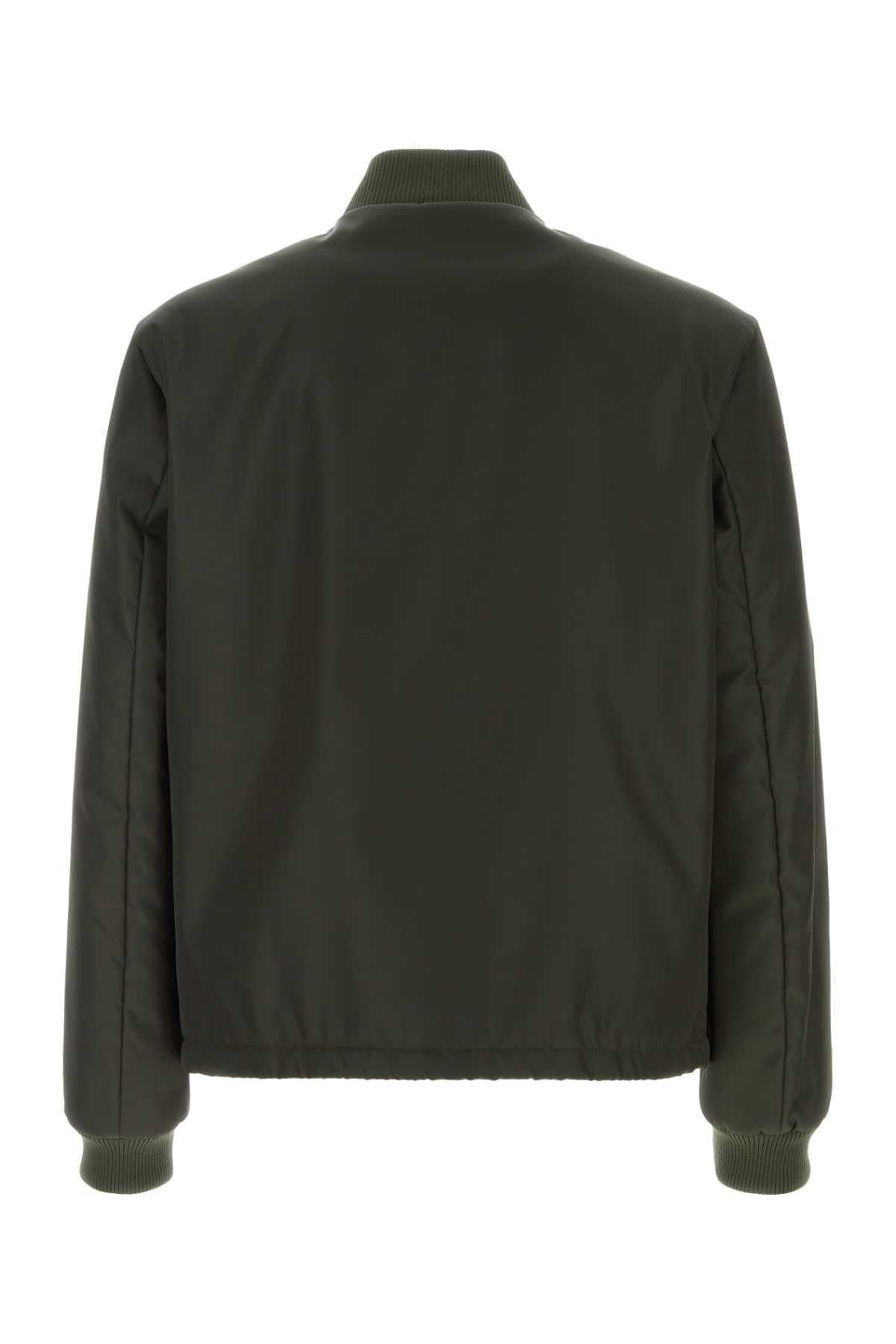 Prada Men Bottle Green Nylon Bomber Jacket PRADA
