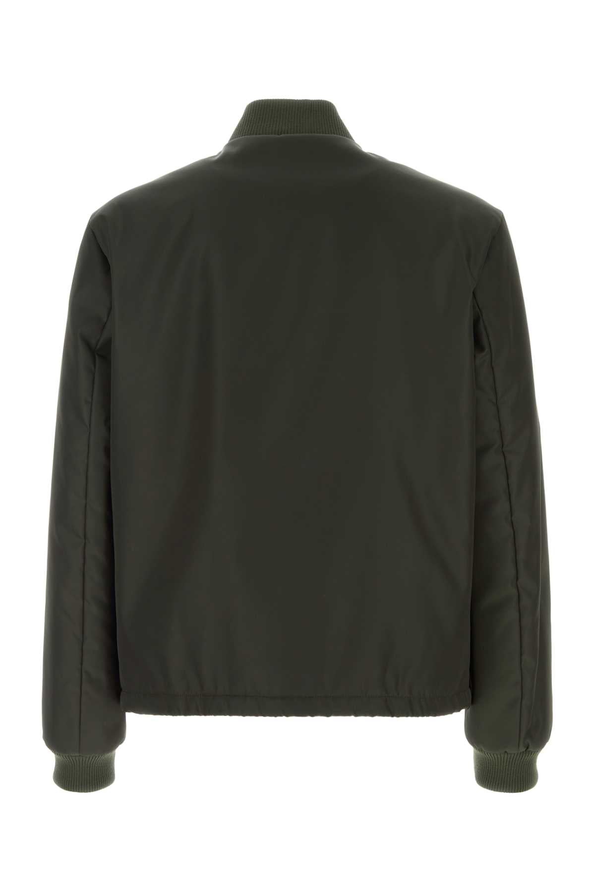 Prada Men Bottle Green Nylon Bomber Jacket PRADA