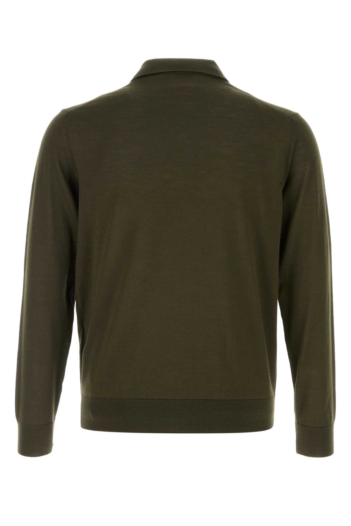 Prada Men Olive Green Wool Polo Shirt PRADA