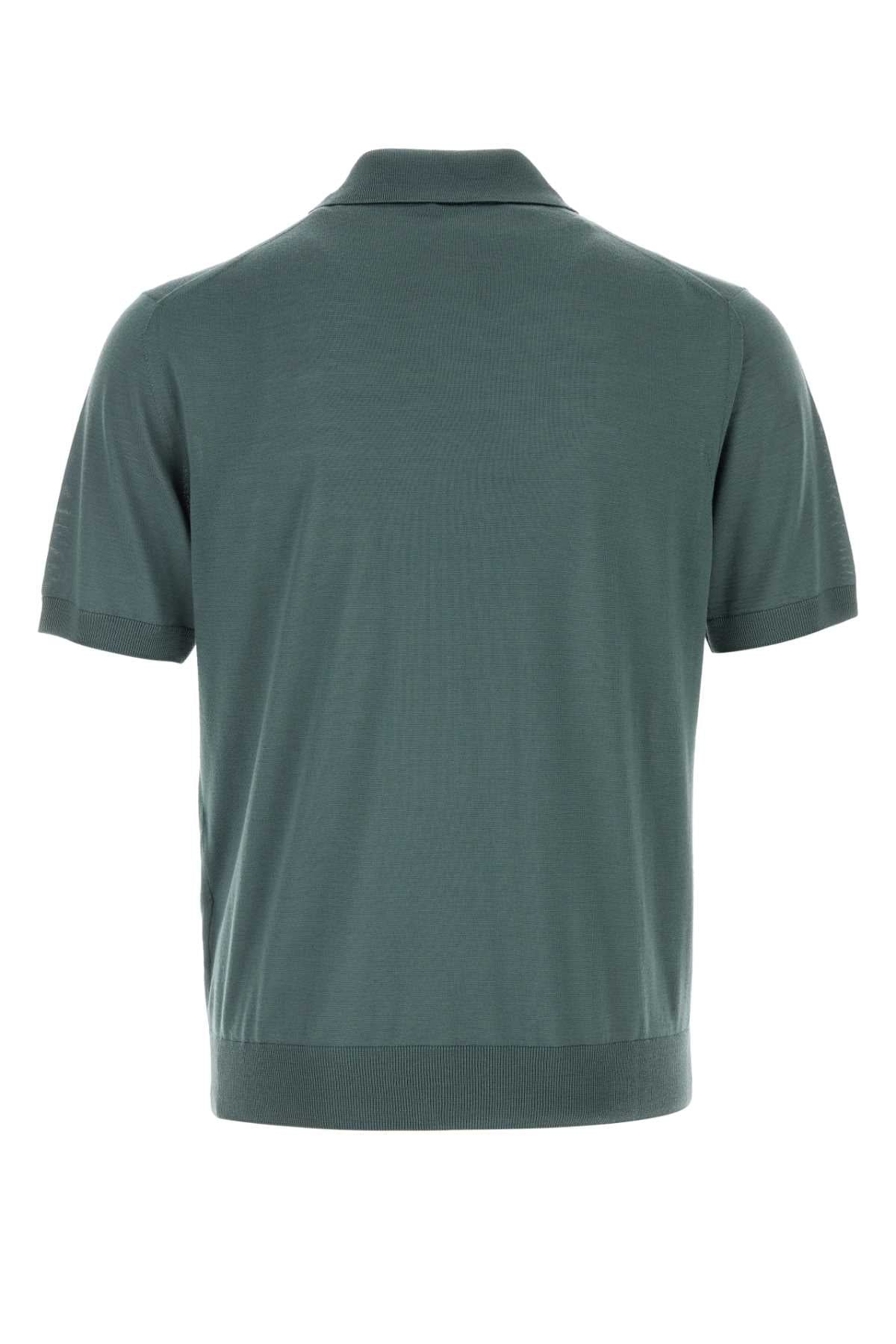 Prada Men Dark Green Wool Polo Shirt PRADA
