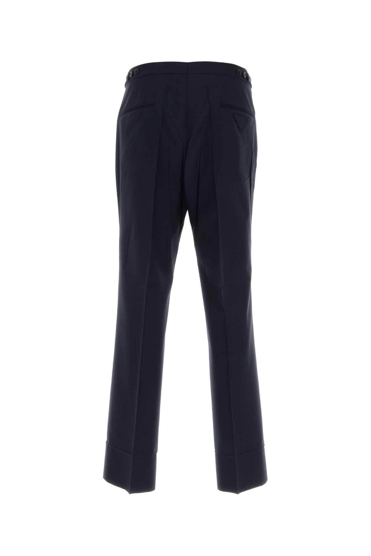 Prada Men Navy Blue Wool Blend Pant PRADA