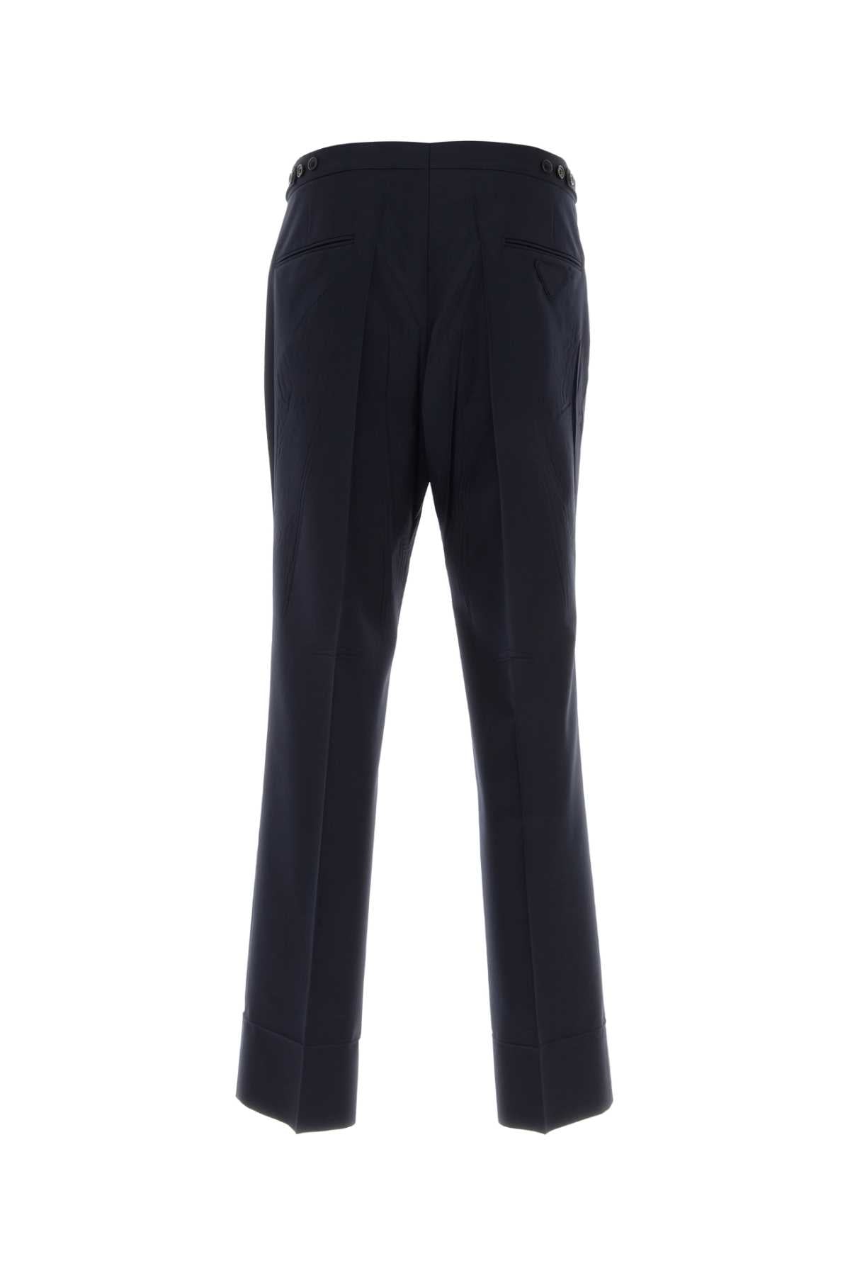 Prada Men Navy Blue Wool Blend Pant PRADA