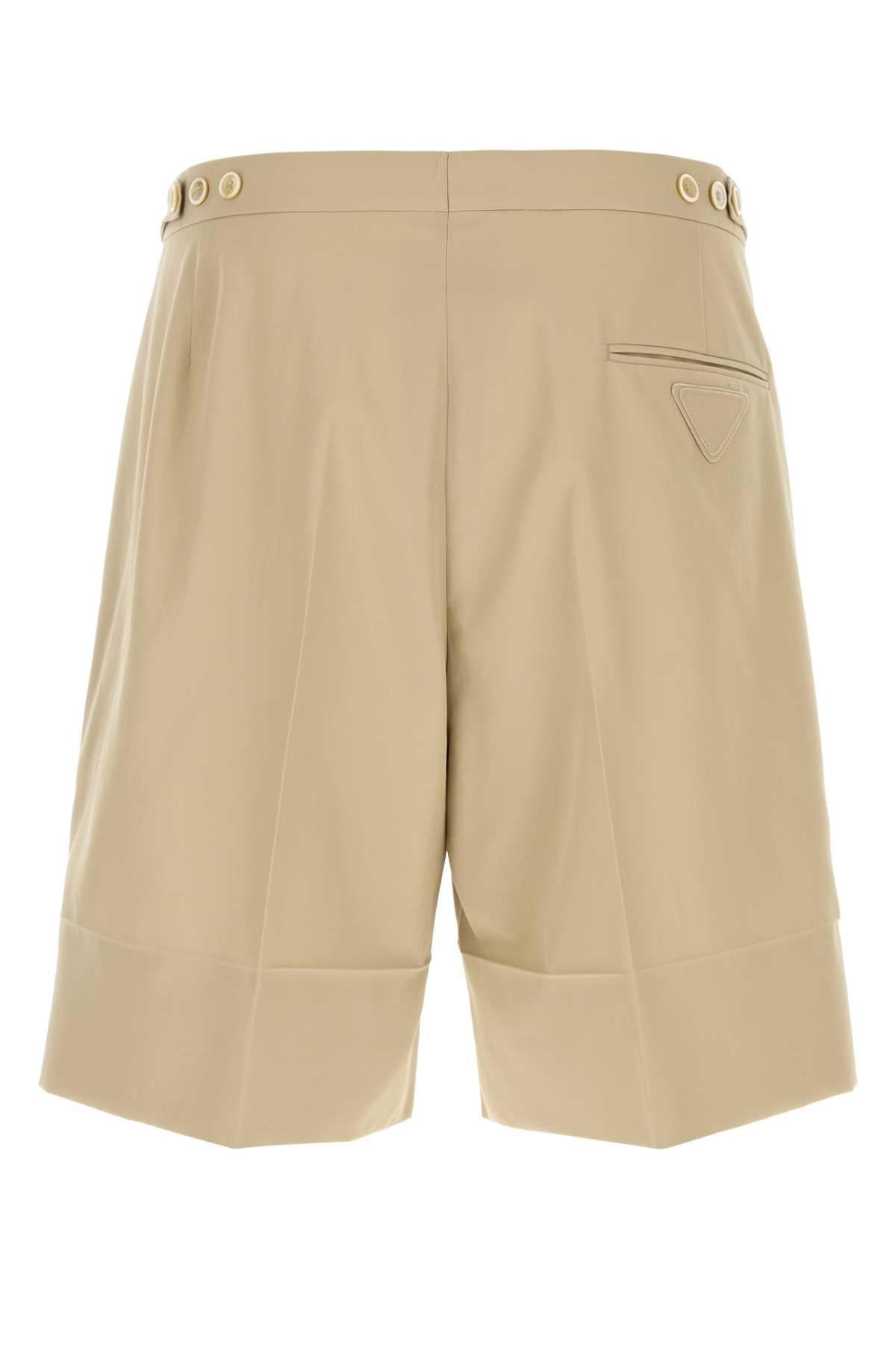 Prada Men Sand Cotton Bermuda Shorts PRADA