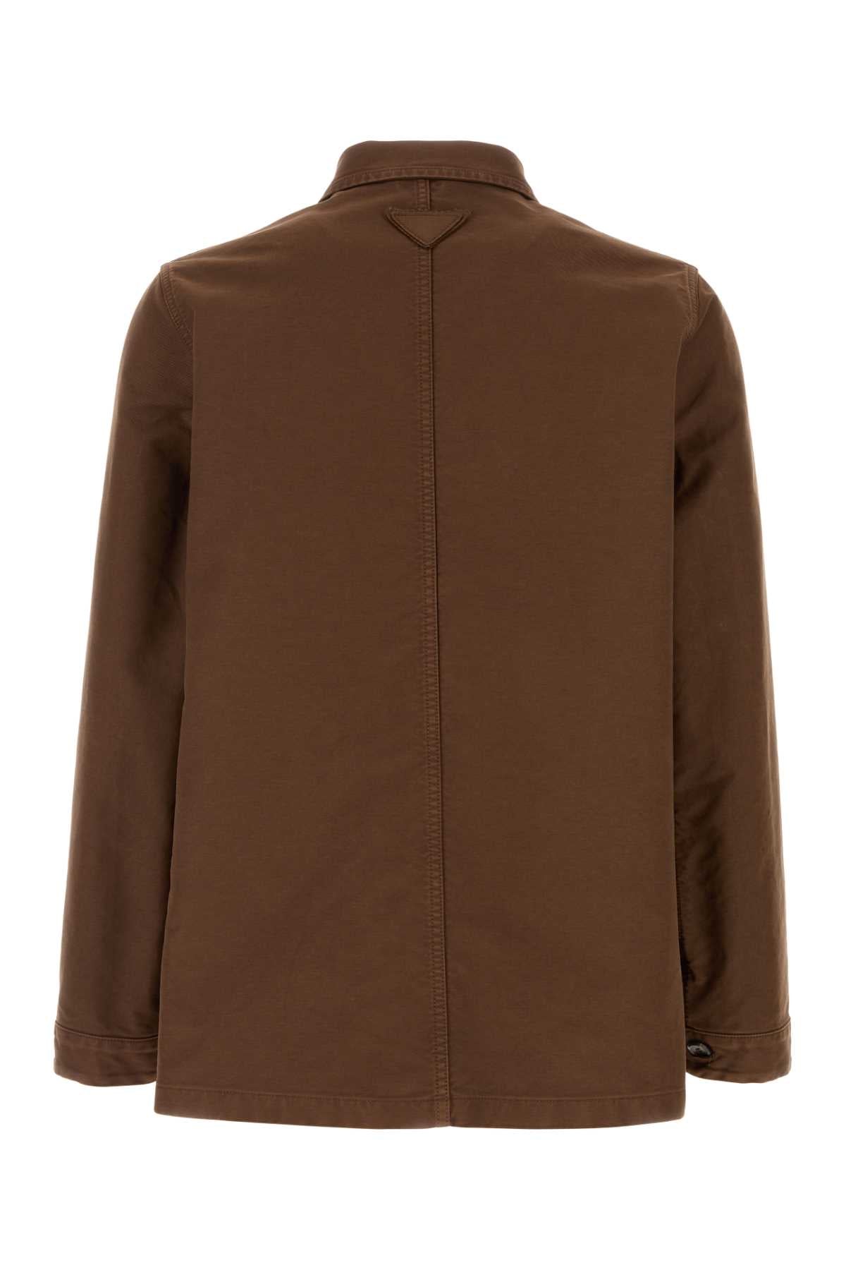 Prada Men Brown Canvas Jacket PRADA