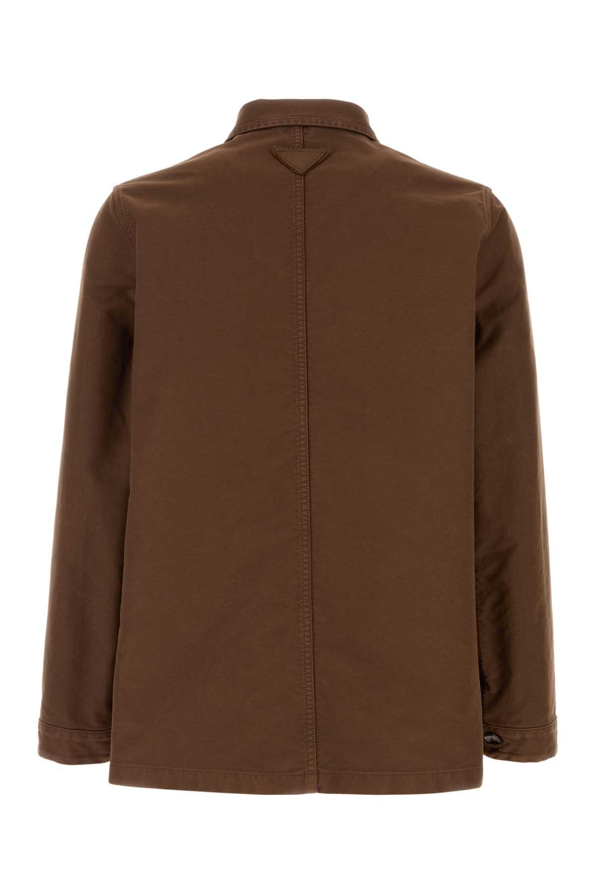 Prada Men Brown Canvas Jacket PRADA