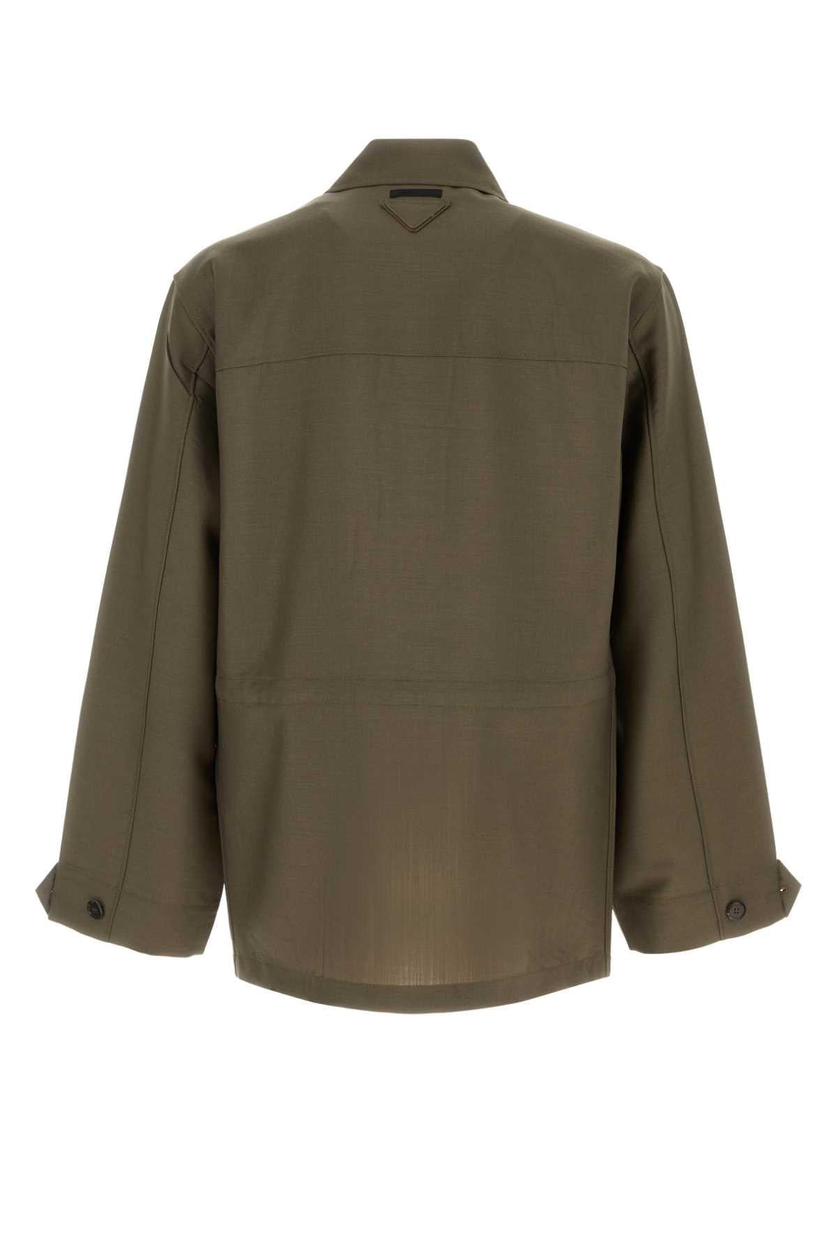 Prada Men Olive Green Mohair Blend Jacket PRADA