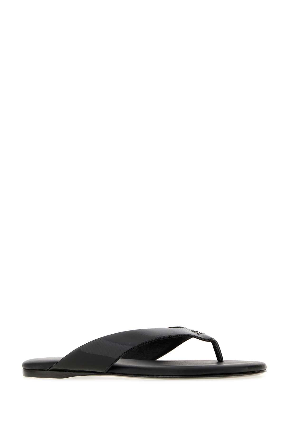 Courreges Women Black Vinyl Souliers Thong Slippers COURREGES