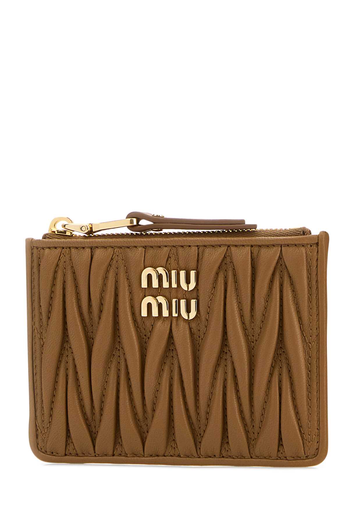 Miu Miu Women Caramel Nappa Leather Card Holder MIU MIU