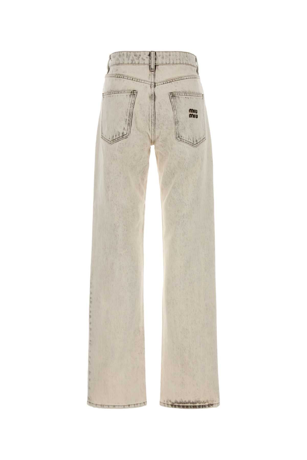Miu Miu Women Ivory Denim Jeans MIU MIU